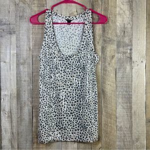 Ann Taylor Size Medium Black & Tan Animal Print Tank Top w/Clear Sequins